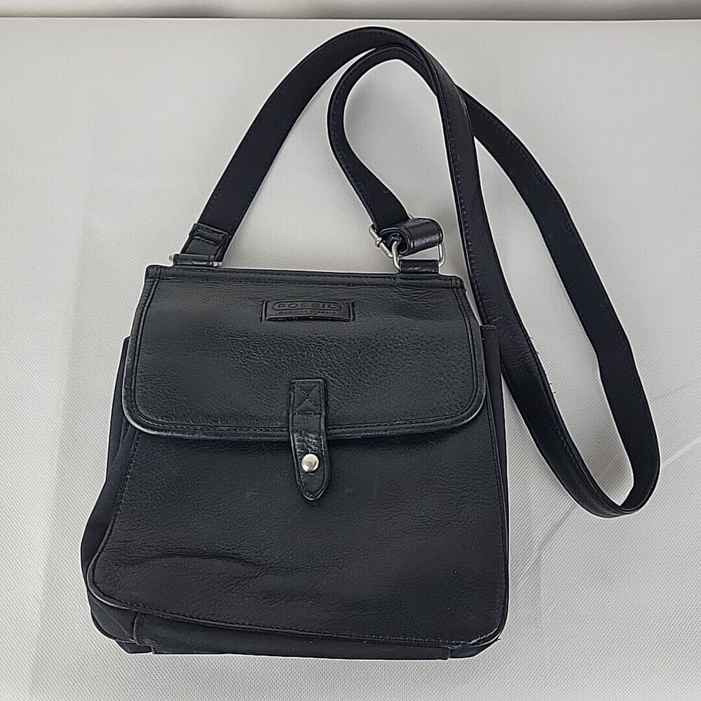 VTG Fossil Genuine Leather Pebbled Black Crossbody Saddle Bag Purse Y2K 90s